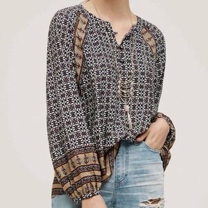 Anthropologie Tylho Aubina Peasant Blouse Boho Tunic Top Womens S NWT $98